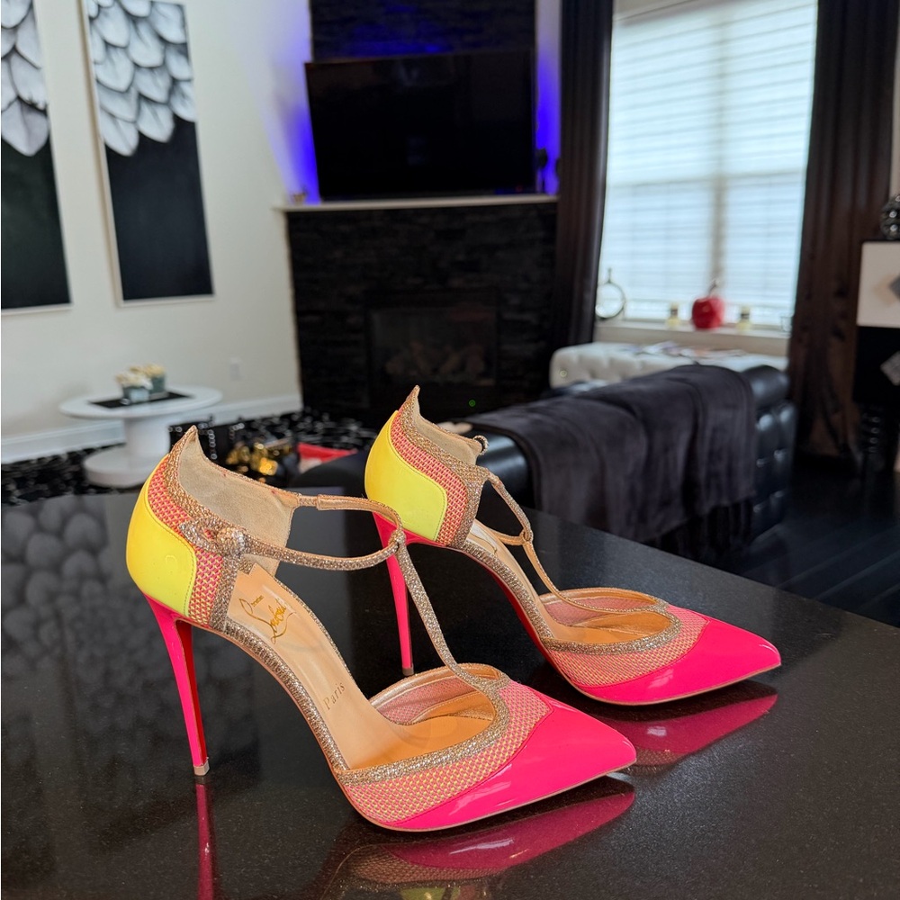 Christian Louboutin Neon Pink and Yellow Heels